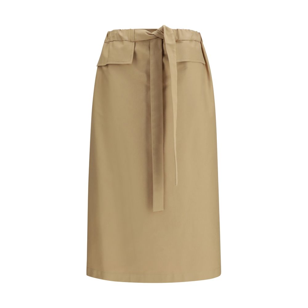 Beige Cotton Midi Skirt - ventzia