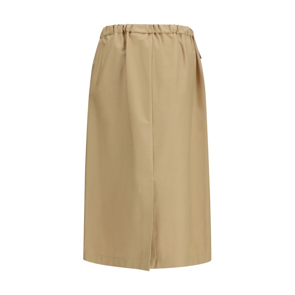 Beige Cotton Midi Skirt - ventzia