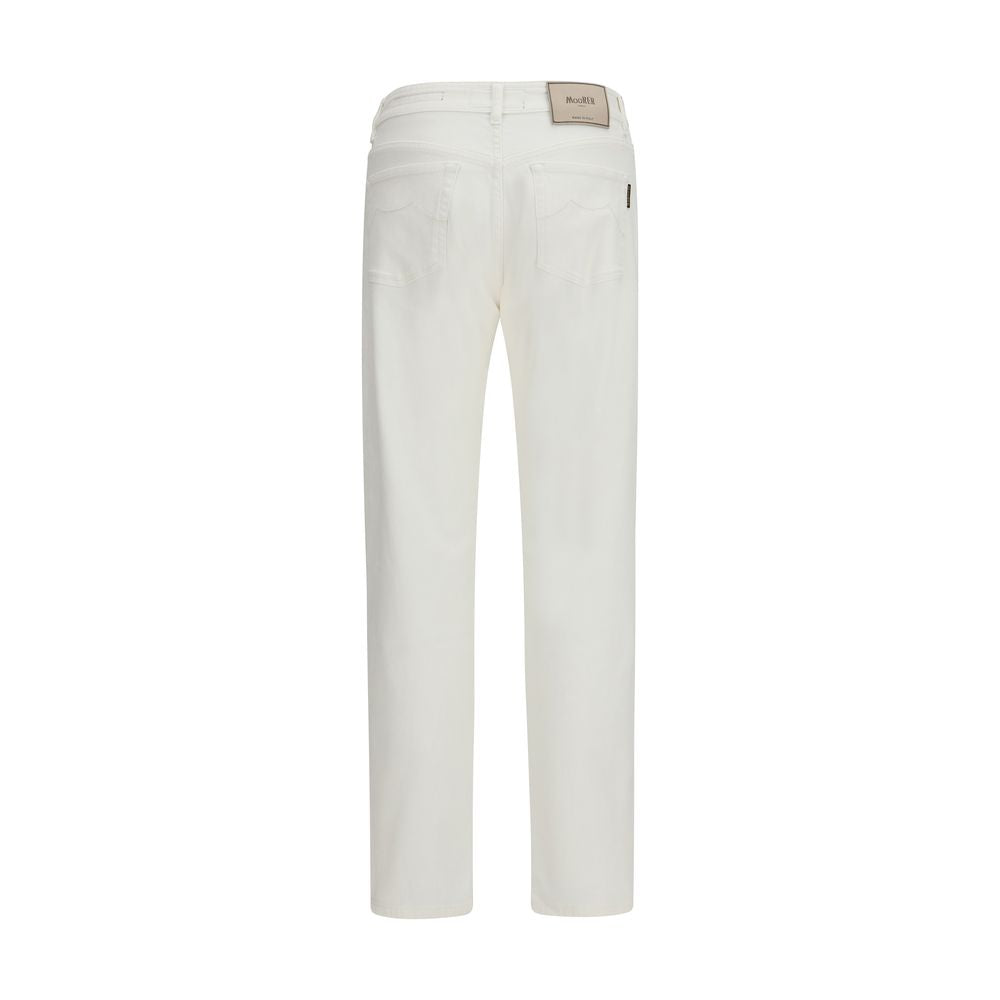 White Cotton Straight-Leg Jeans - ventzia