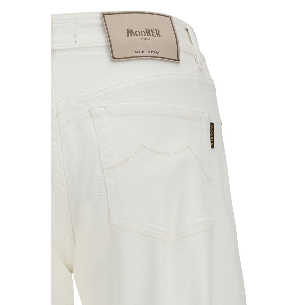 White Cotton Straight-Leg Jeans - ventzia