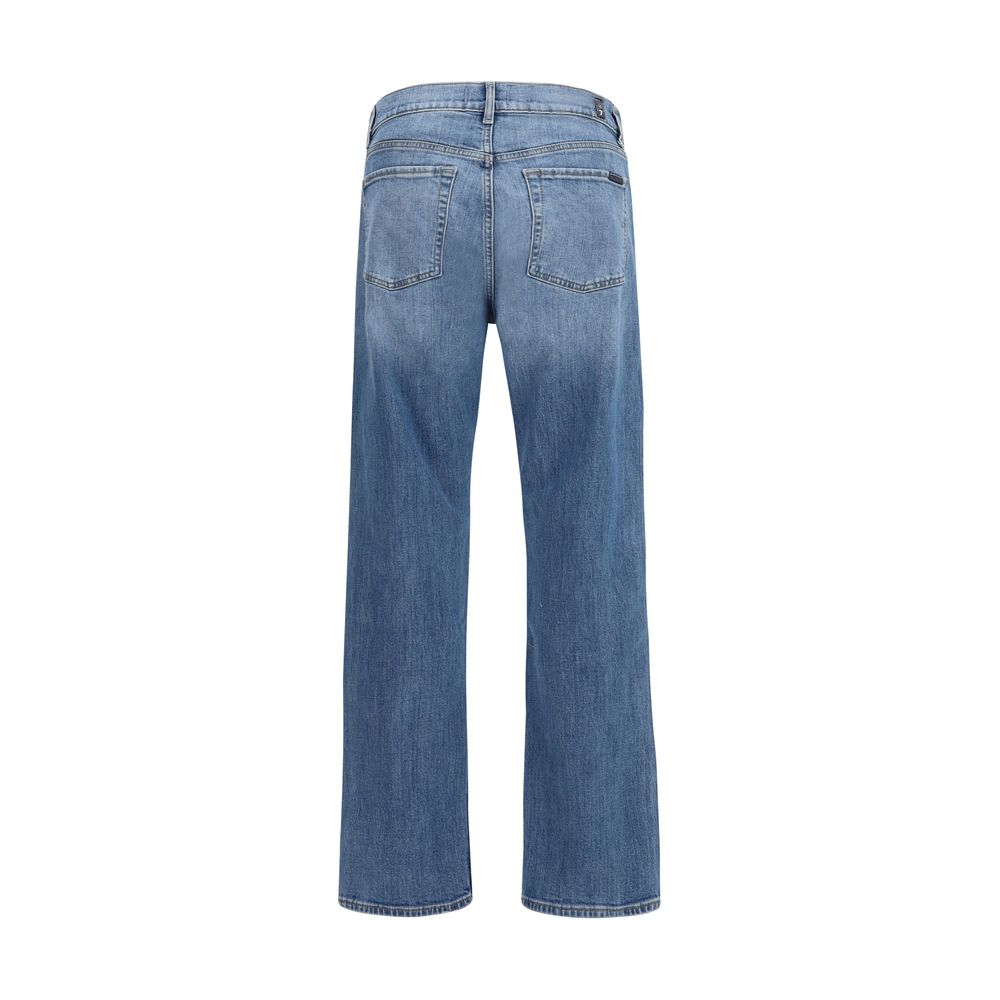Blue Cotton Straight-Leg Jeans - ventzia