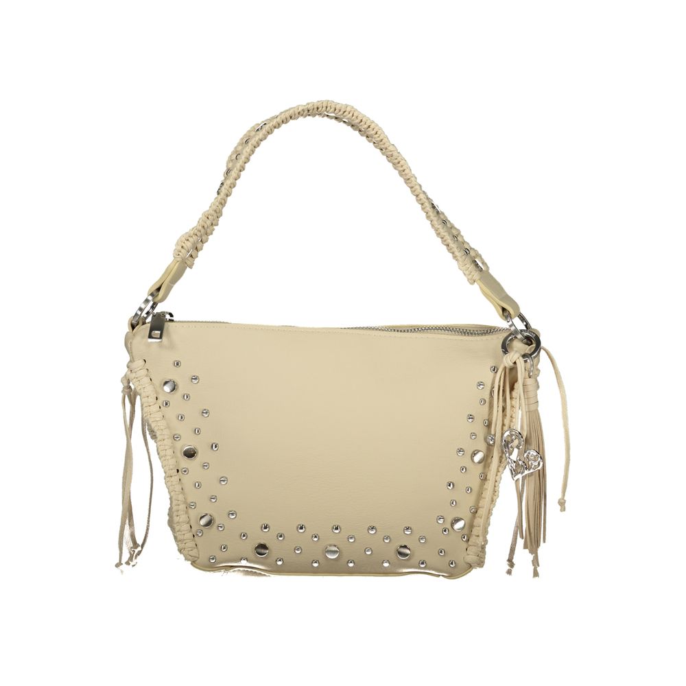 Beige Polyurethane Women Handbag - ventzia