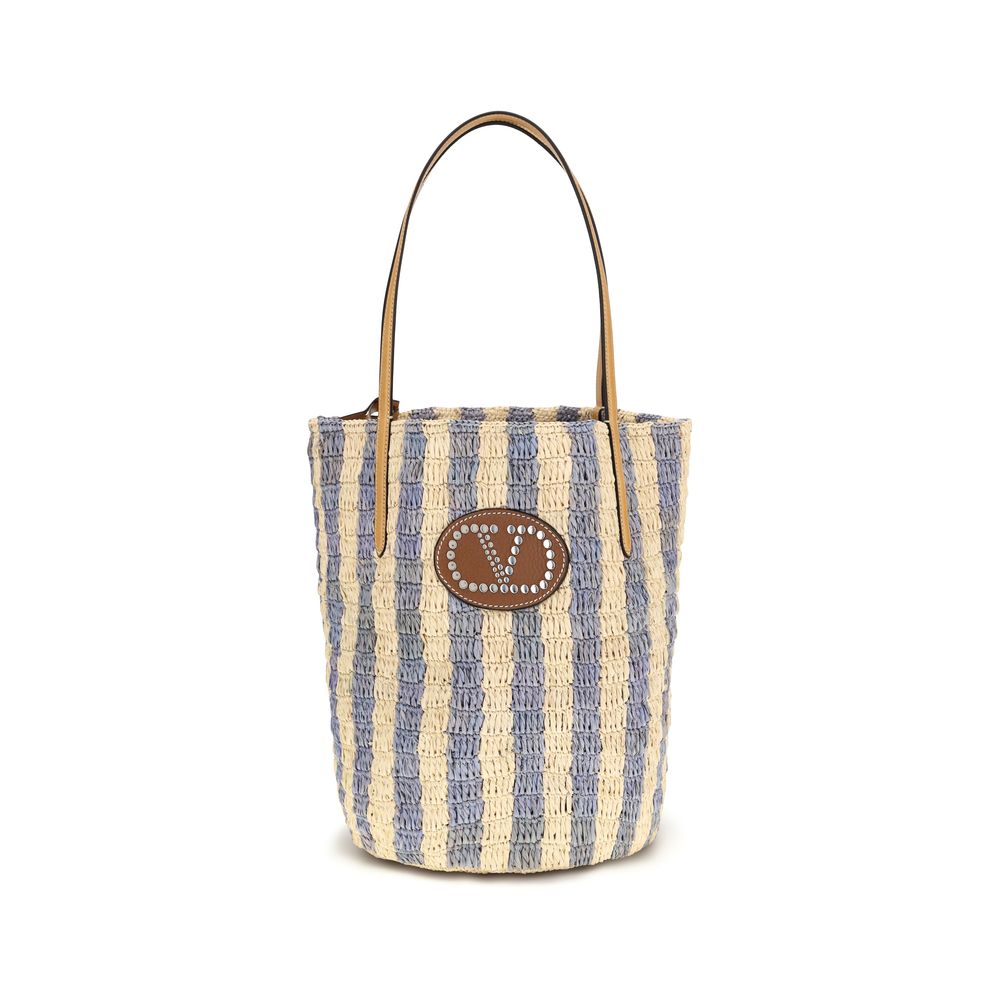 Blue Raffia Backet Bag - ventzia
