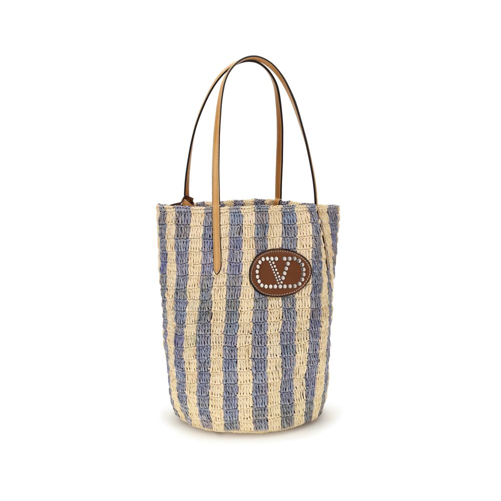 Blue Raffia Backet Bag - ventzia