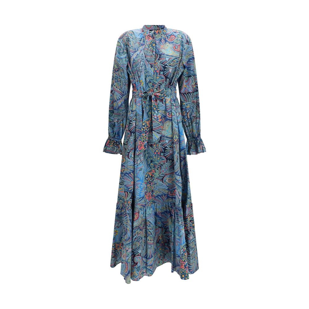 Blue Cotton Casual Dress