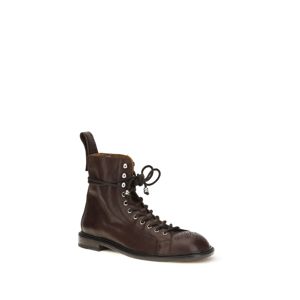 Black Calf Leather Bos Taurus Lace-Up Boots - ventzia