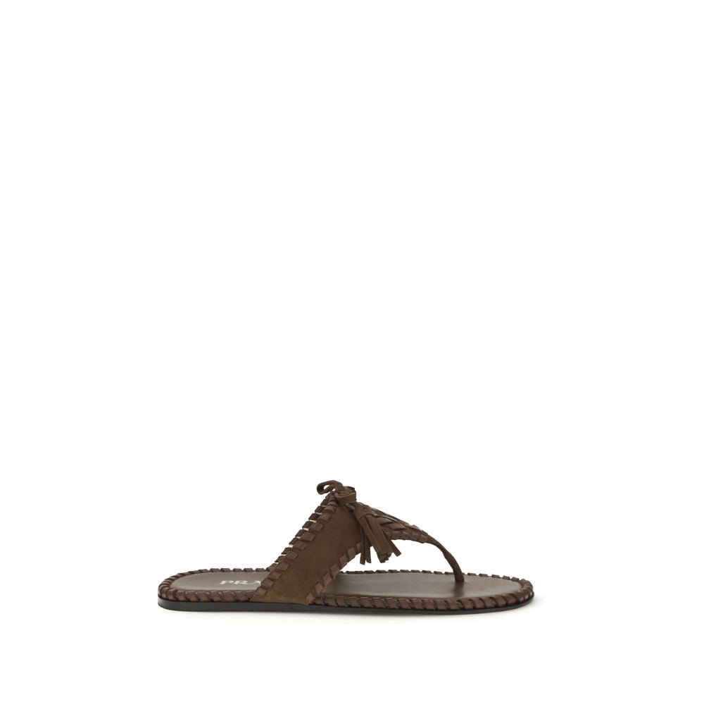Brown Calf Leather Bos Taurus Flat Sandals - ventzia
