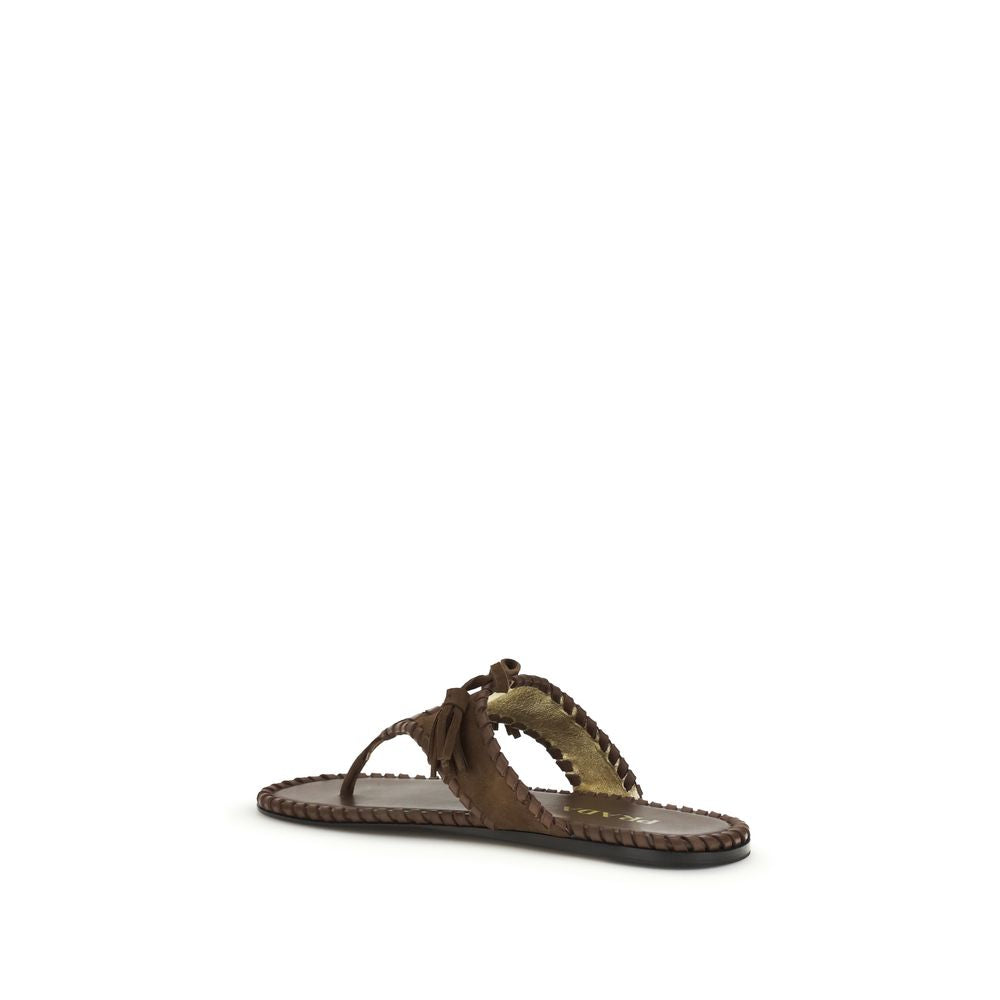 Brown Calf Leather Bos Taurus Flat Sandals - ventzia
