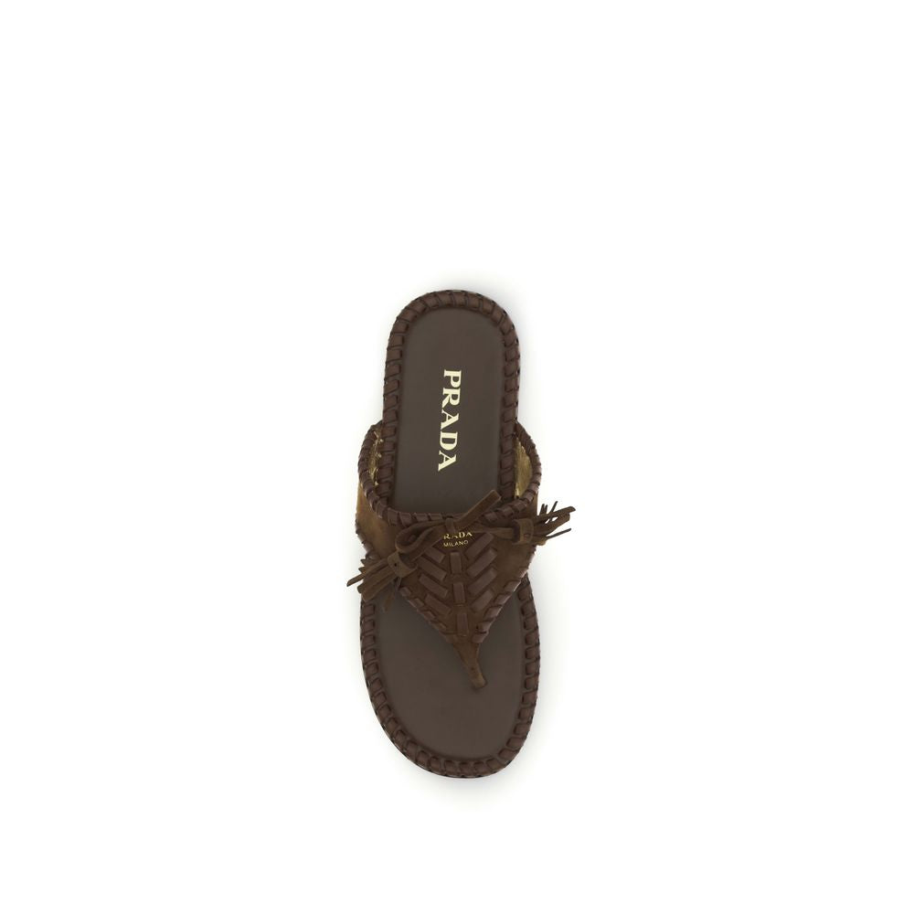 Brown Calf Leather Bos Taurus Flat Sandals - ventzia