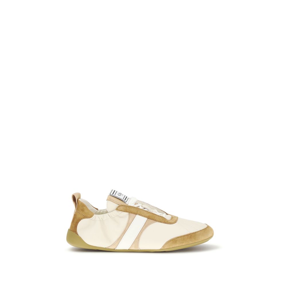 Beige Goatskin Athletic Sneakers - ventzia