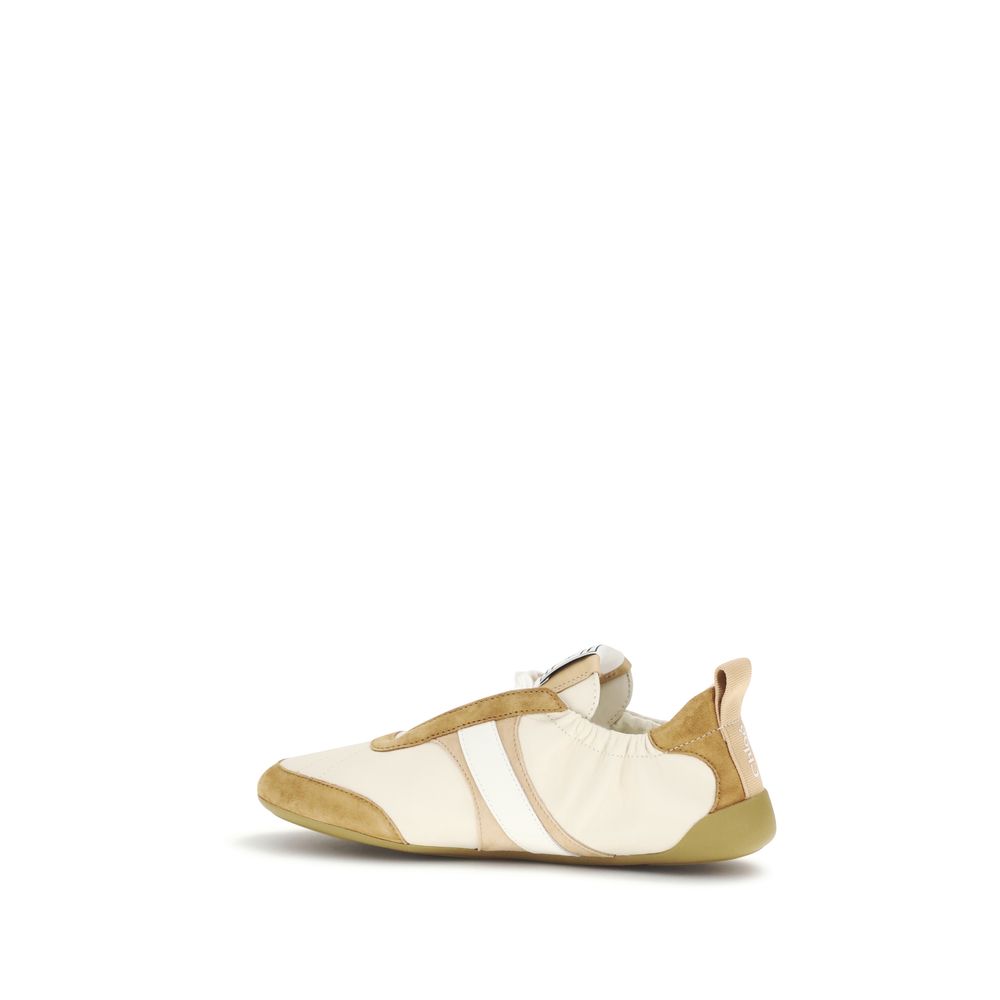 Beige Goatskin Athletic Sneakers - ventzia
