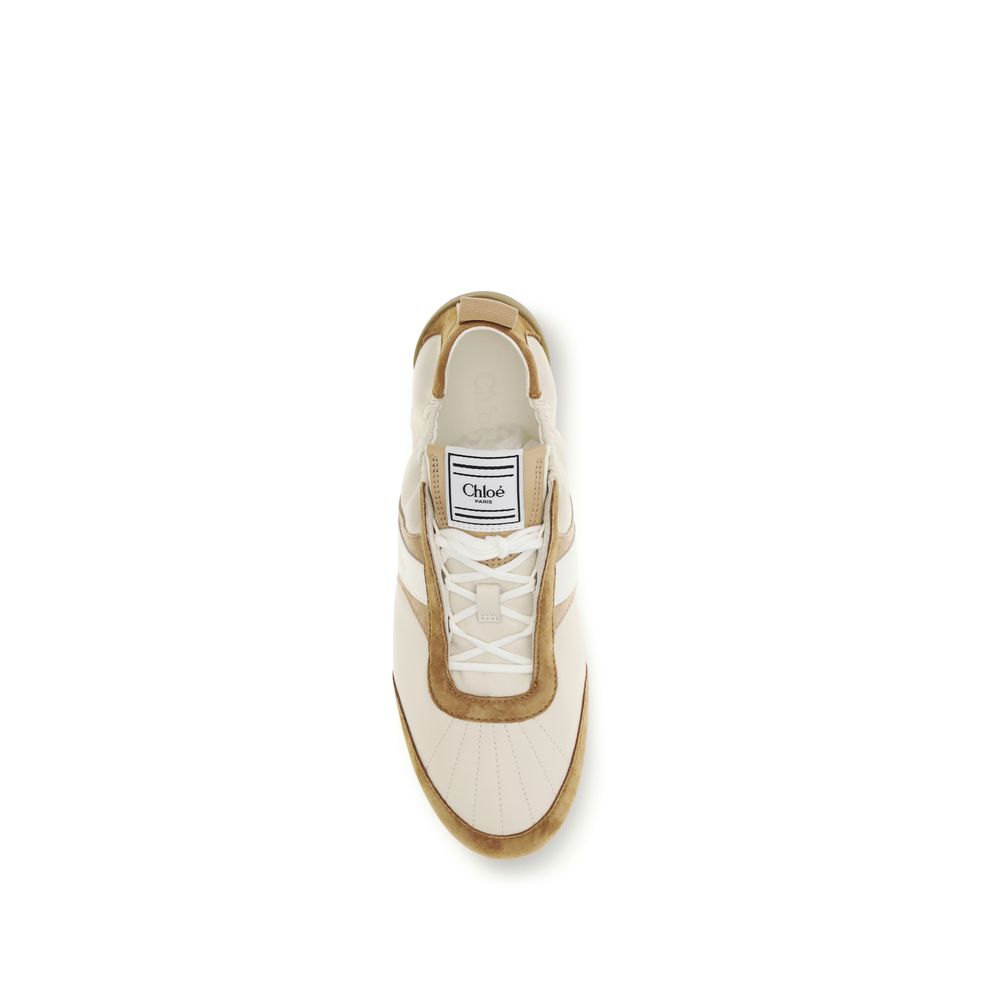 Beige Goatskin Athletic Sneakers - ventzia