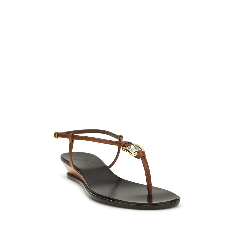 Brown Calf Leather Bos Taurus Wedge Sandals - ventzia