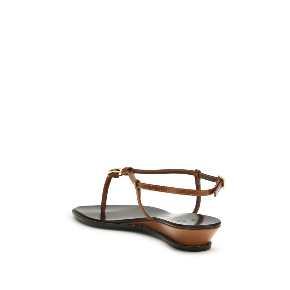 Brown Calf Leather Bos Taurus Wedge Sandals - ventzia