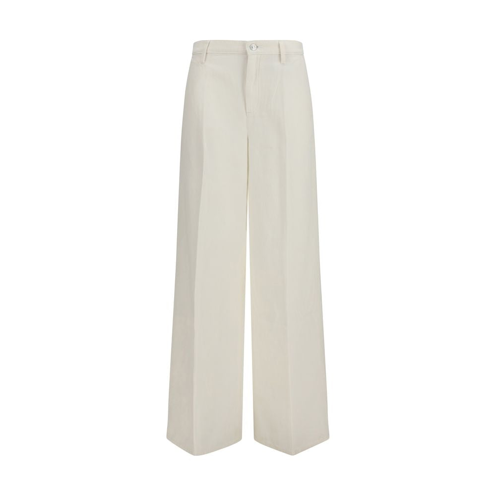 White Cotton Casual Pants - ventzia