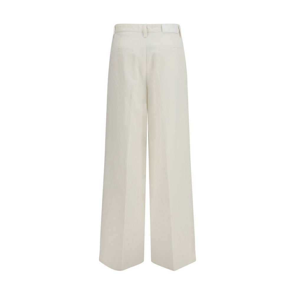 White Cotton Casual Pants - ventzia