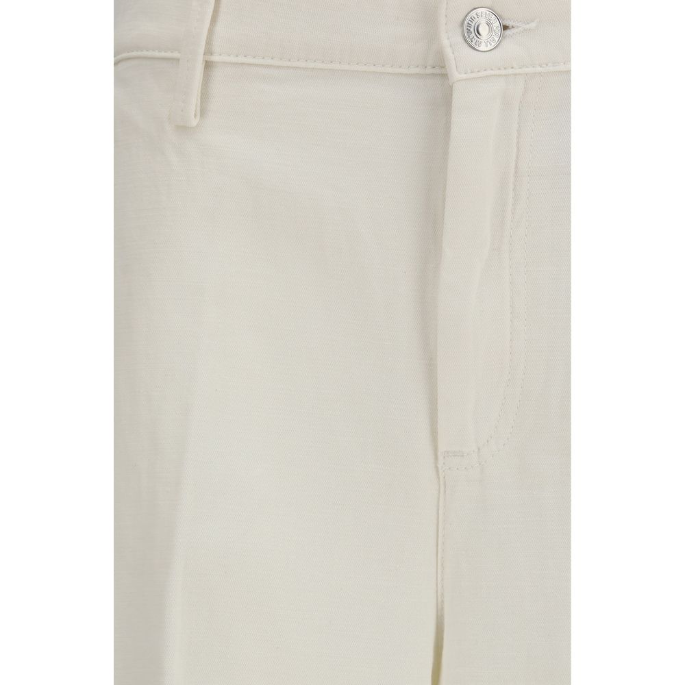 White Cotton Casual Pants - ventzia