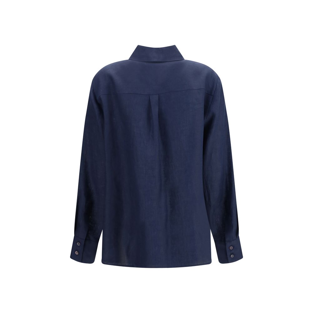 Blue Linen Dress Shirt - ventzia