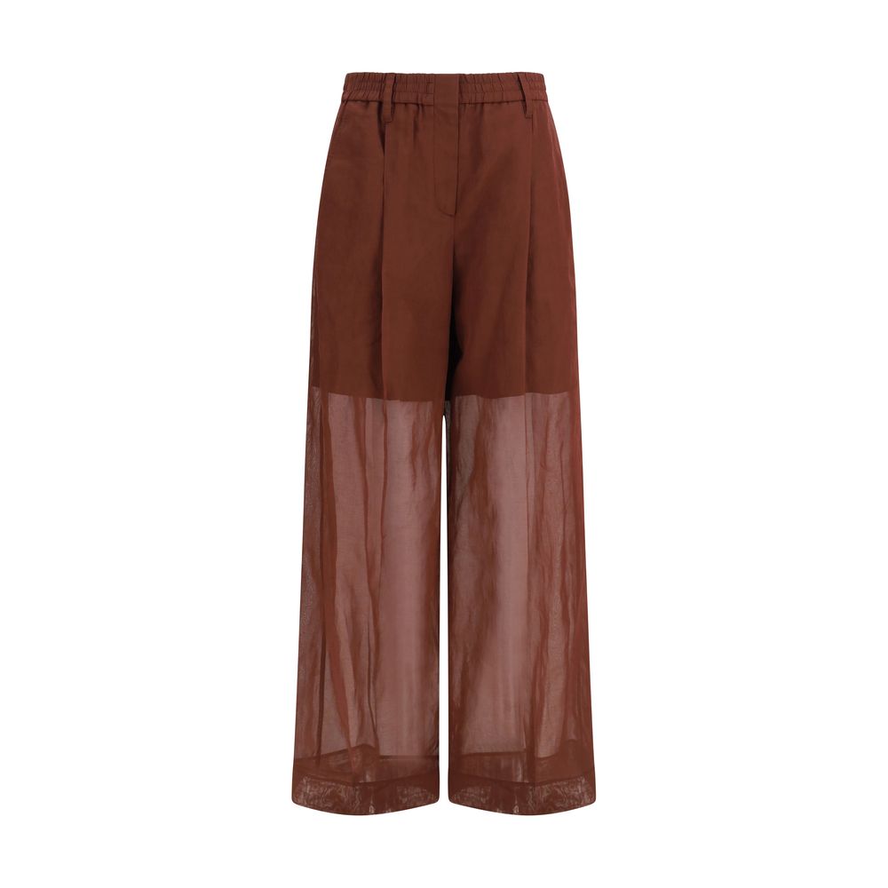 Brown Cotton Dress Pants - ventzia