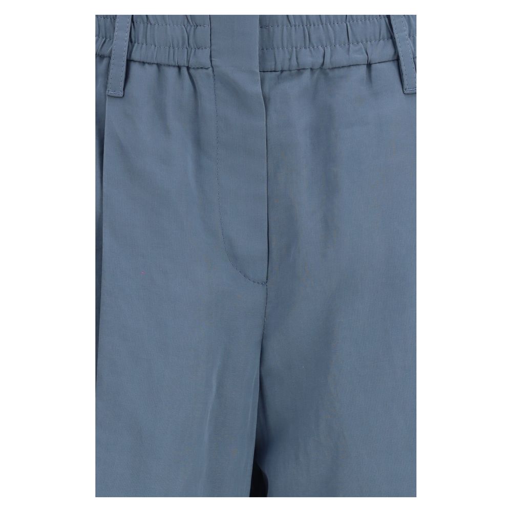 Blue Cotton Casual Pants - ventzia