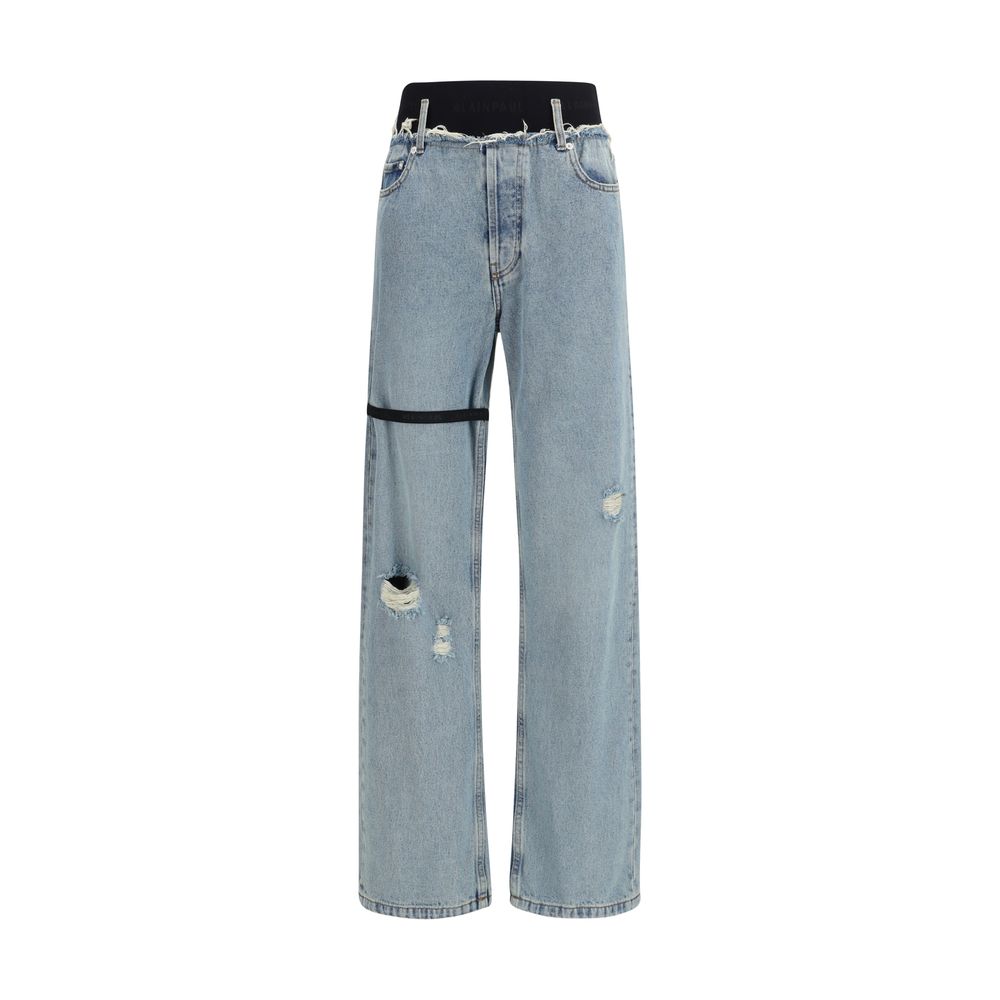 Blue Cotton High-Waisted Jean - ventzia