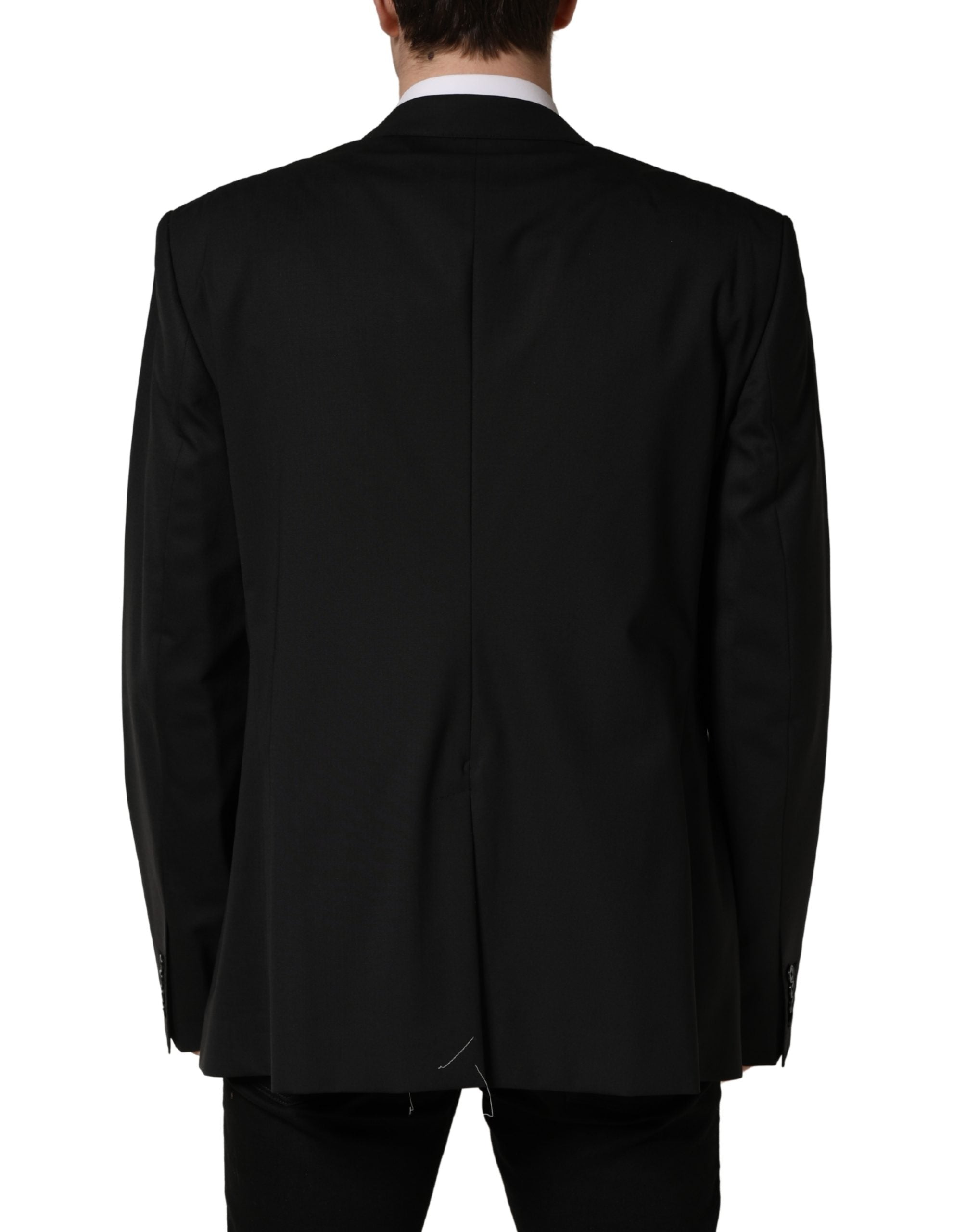 Black Single Breasted 2 Button Suit Jacket - ventzia