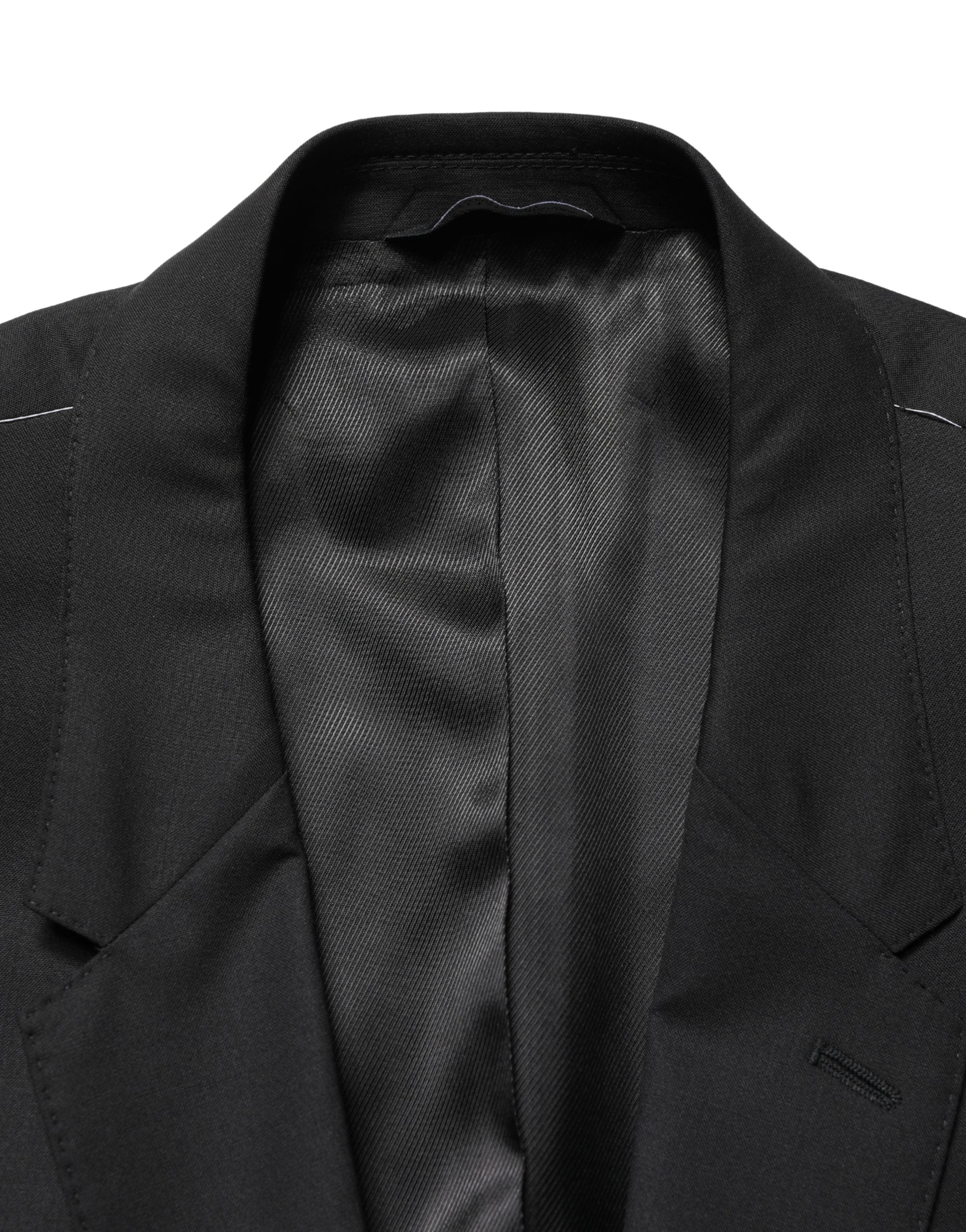 Black Single Breasted 2 Button Suit Jacket - ventzia