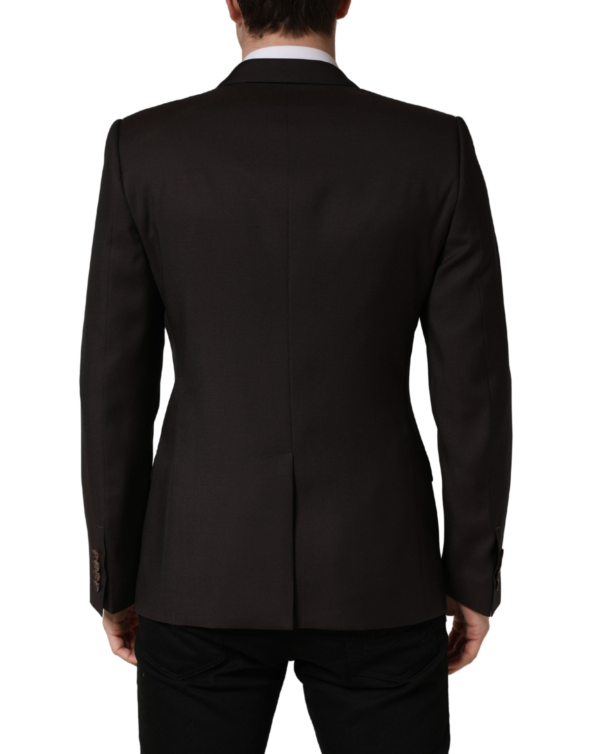 Dark Violet Wool Double Breasted Suit Jacket - ventzia
