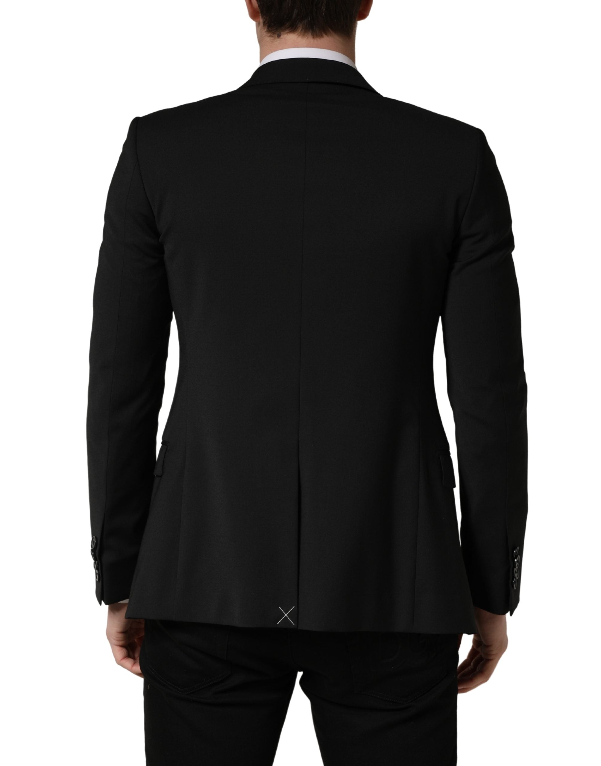 Black Polyester 2 Buttons Men Suit Jacket - ventzia