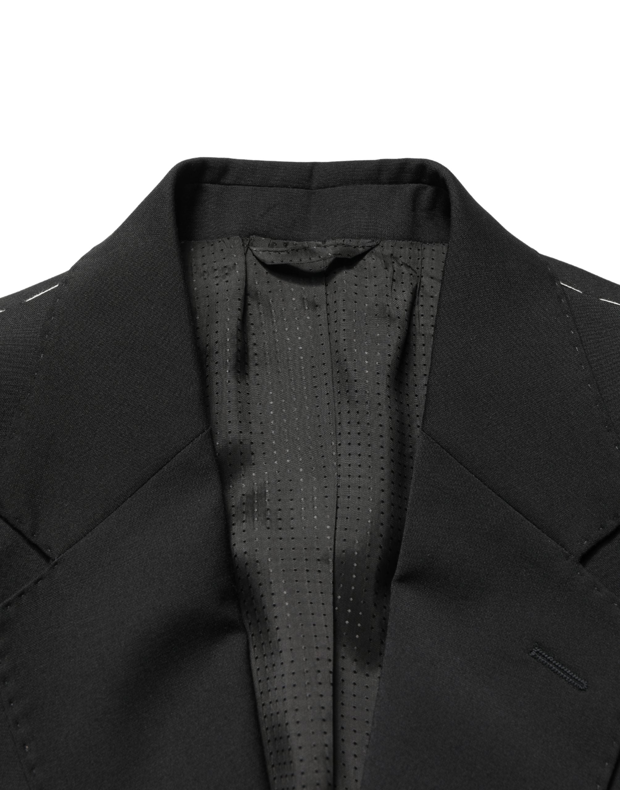 Black Polyester 2 Buttons Men Suit Jacket - ventzia