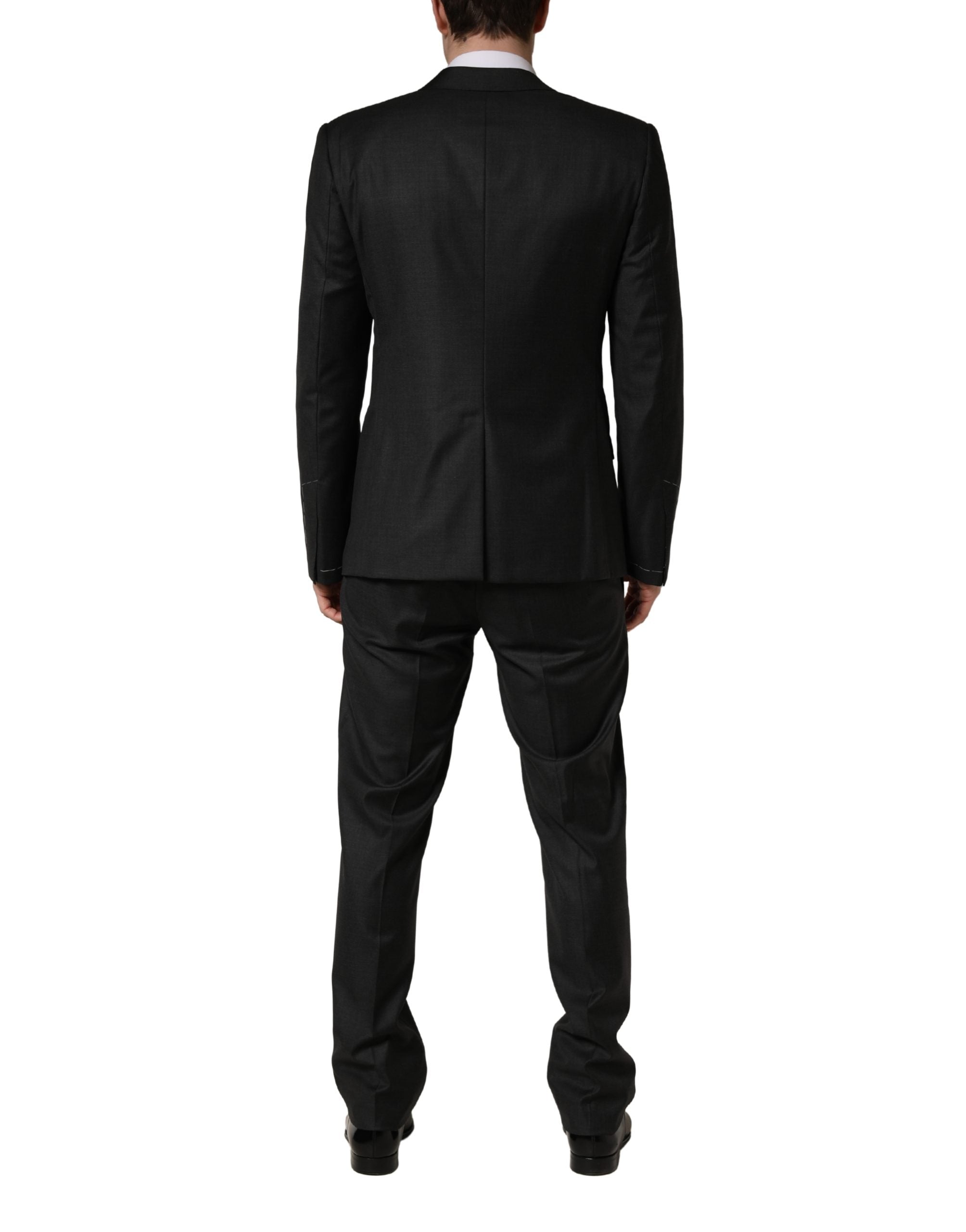 Black Wool Slim Fit Formal 3 Piece Men Suit - ventzia