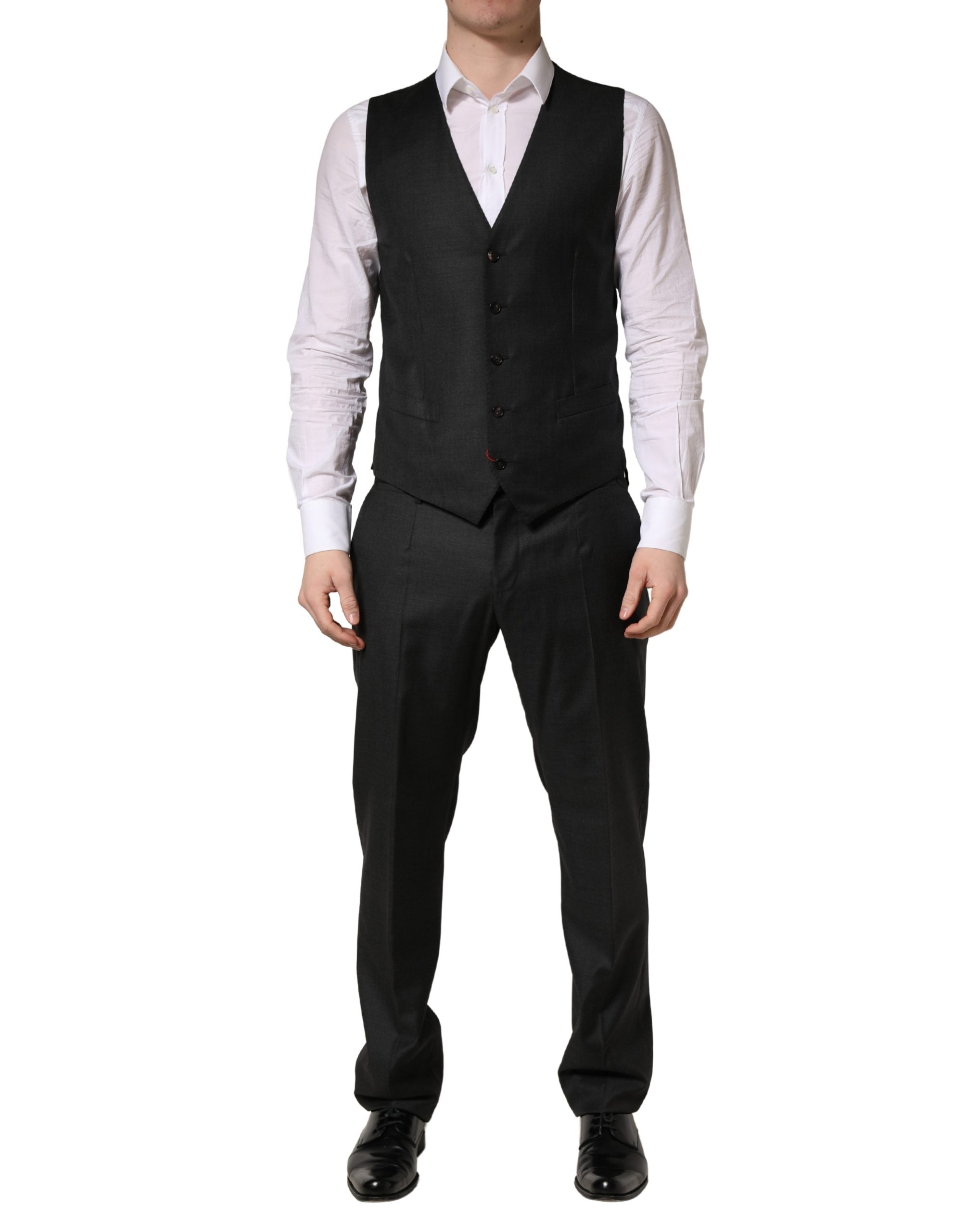 Black Wool Slim Fit Formal 3 Piece Men Suit - ventzia