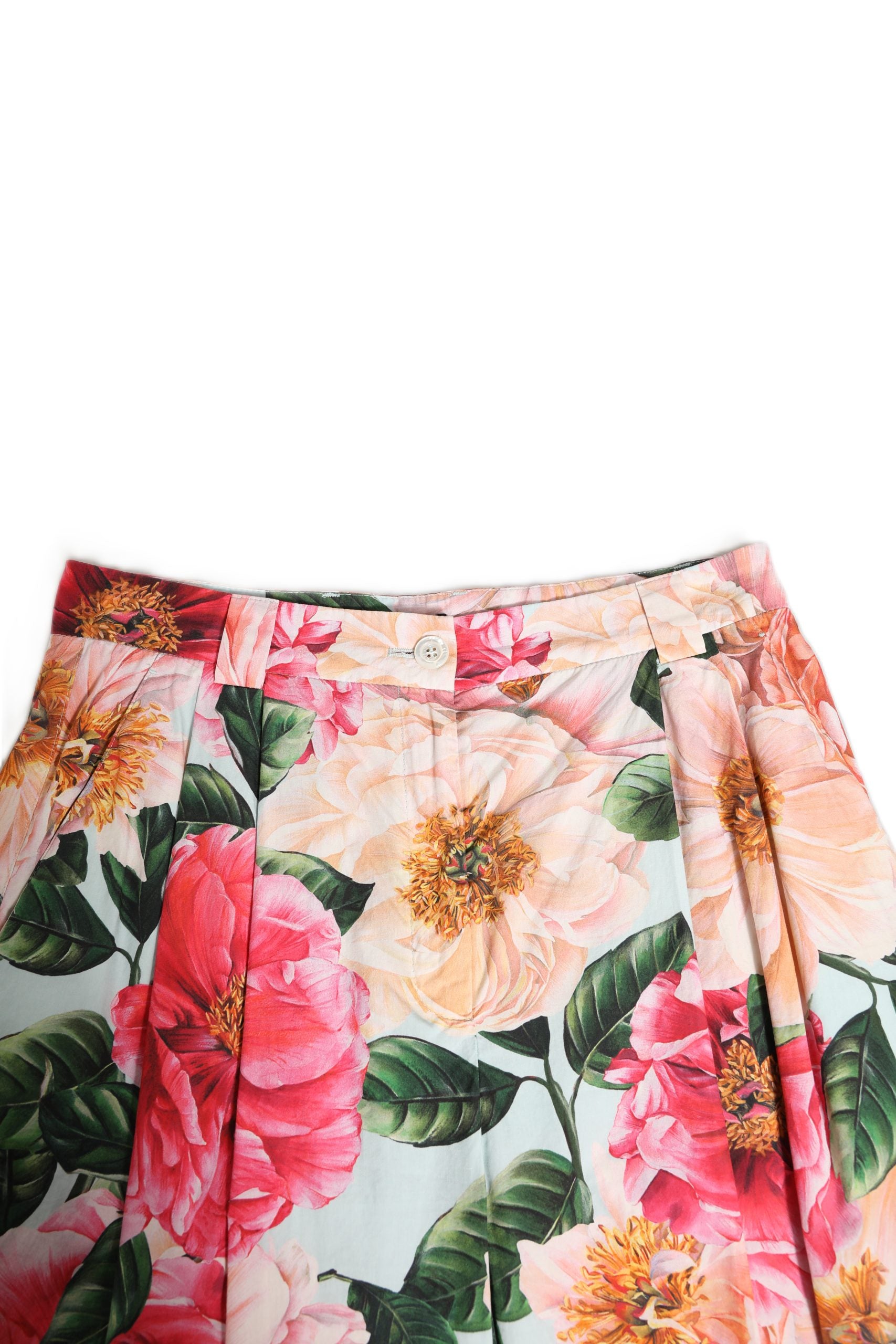 Multicolor Floral High Waist Cropped Pants - ventzia