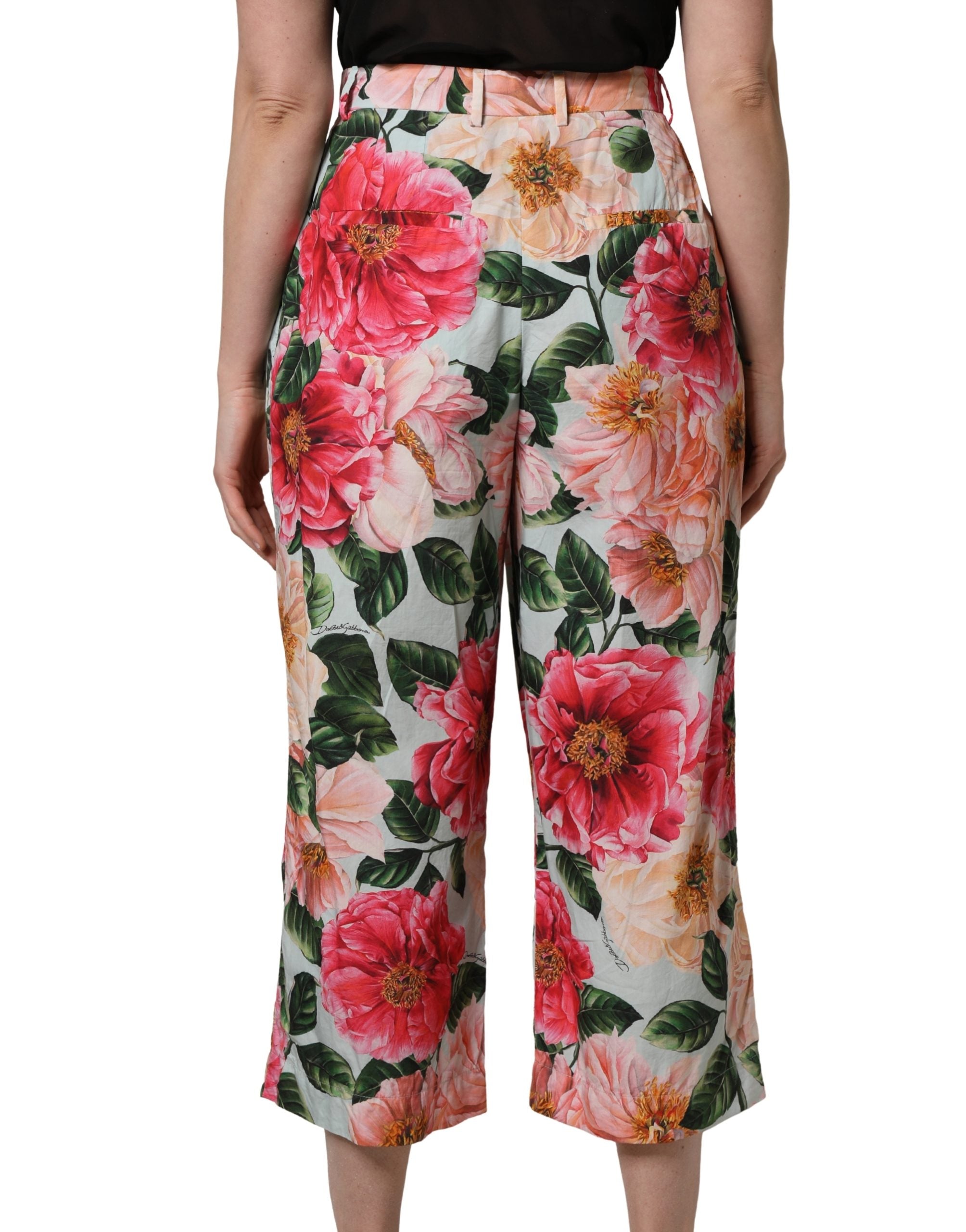 Multicolor Floral High Waist Cropped Pants - ventzia