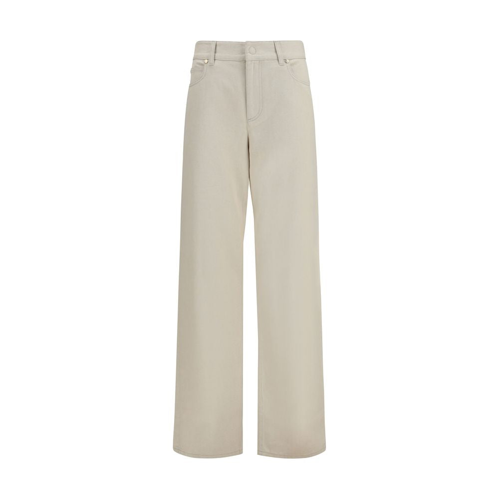 Beige Cotton Straight-Leg Jeans - ventzia