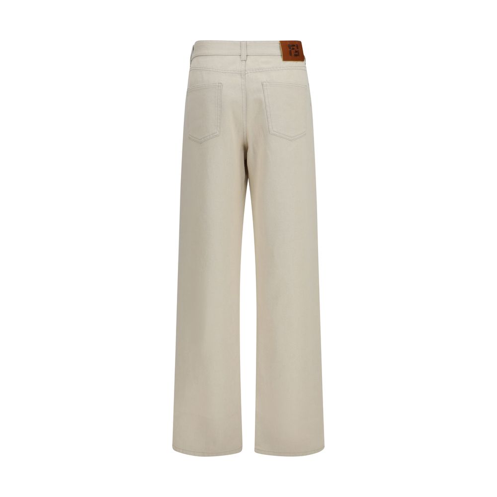 Beige Cotton Straight-Leg Jeans - ventzia