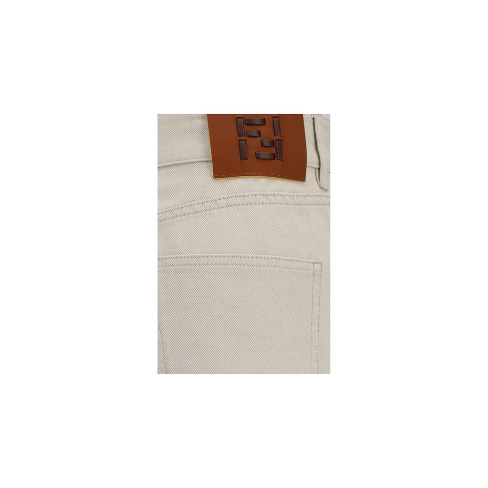 Beige Cotton Straight-Leg Jeans - ventzia