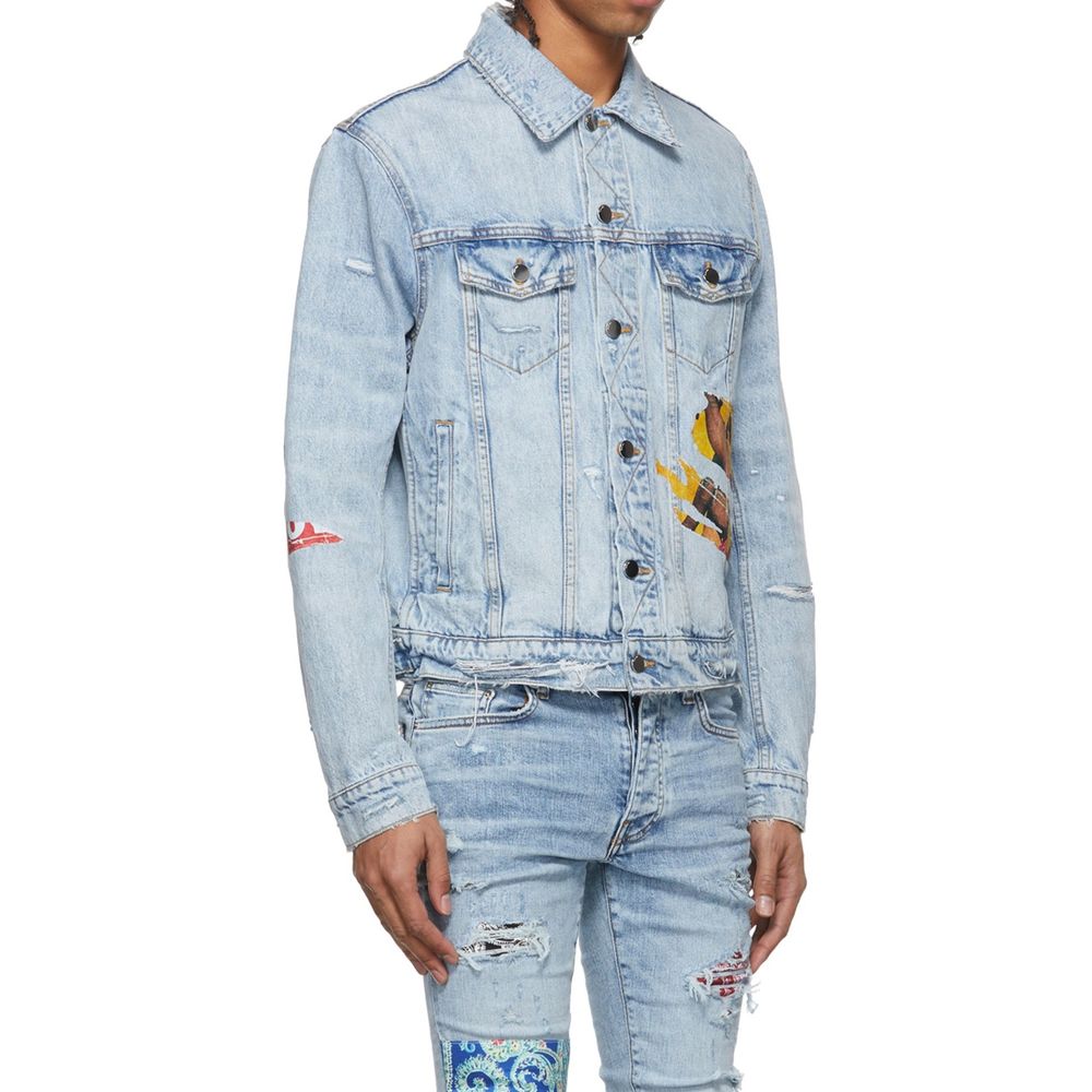 Blue Cotton Denim Jacket - ventzia