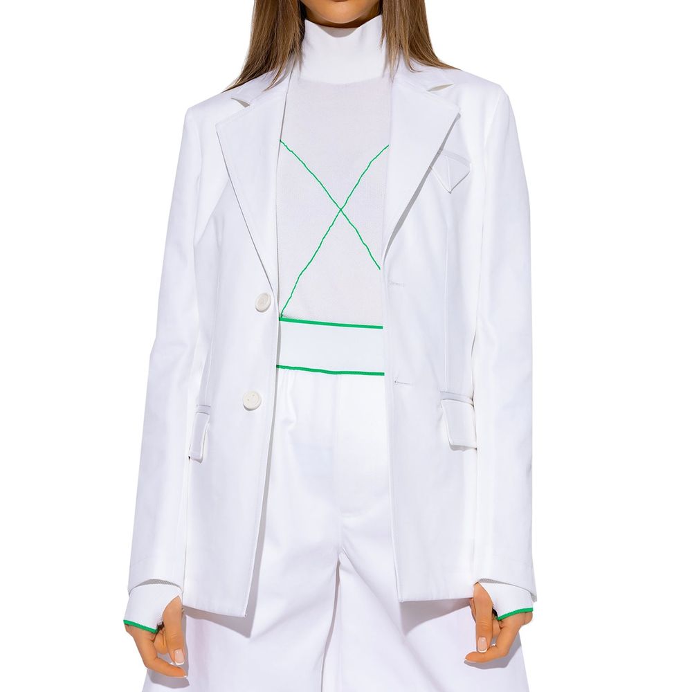 White Cotton Blazer - ventzia