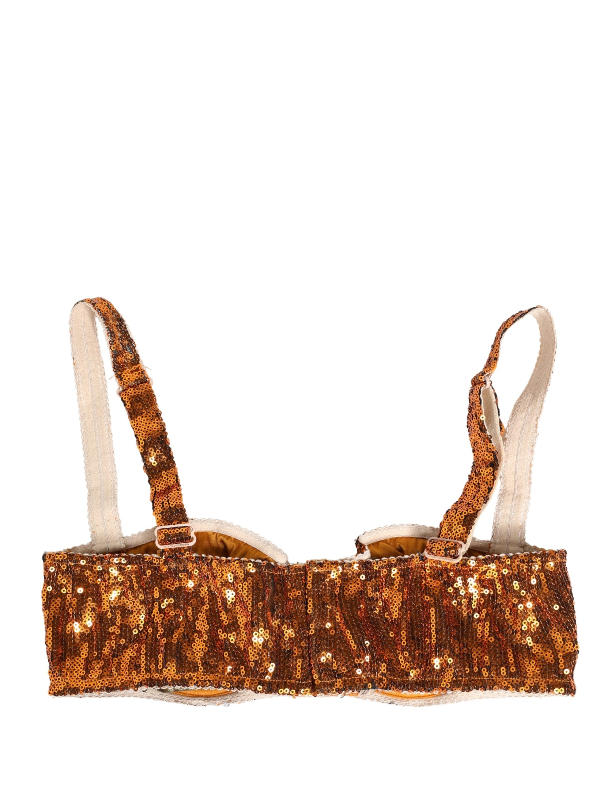 Gold Sequined Nyon Balconnet Bra Underwear - ventzia