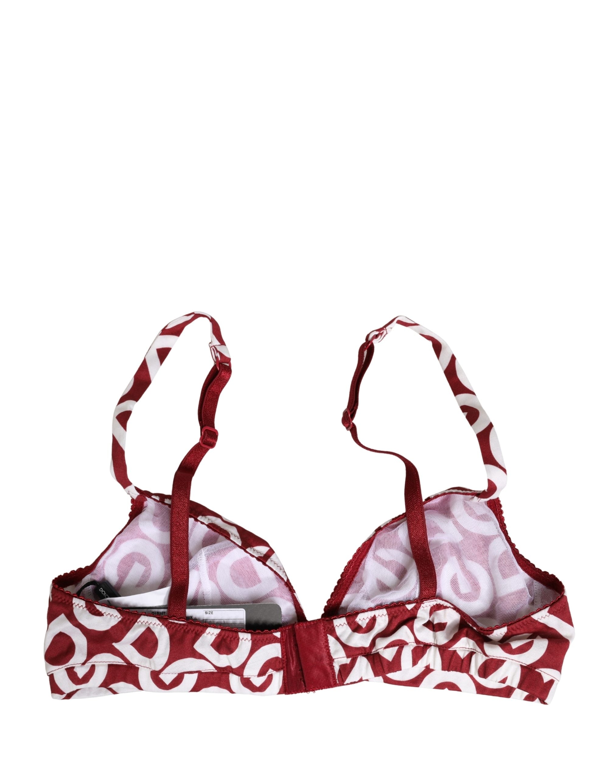 Red Logo Monogram Cotton Soft Cup Bra Underwear - ventzia