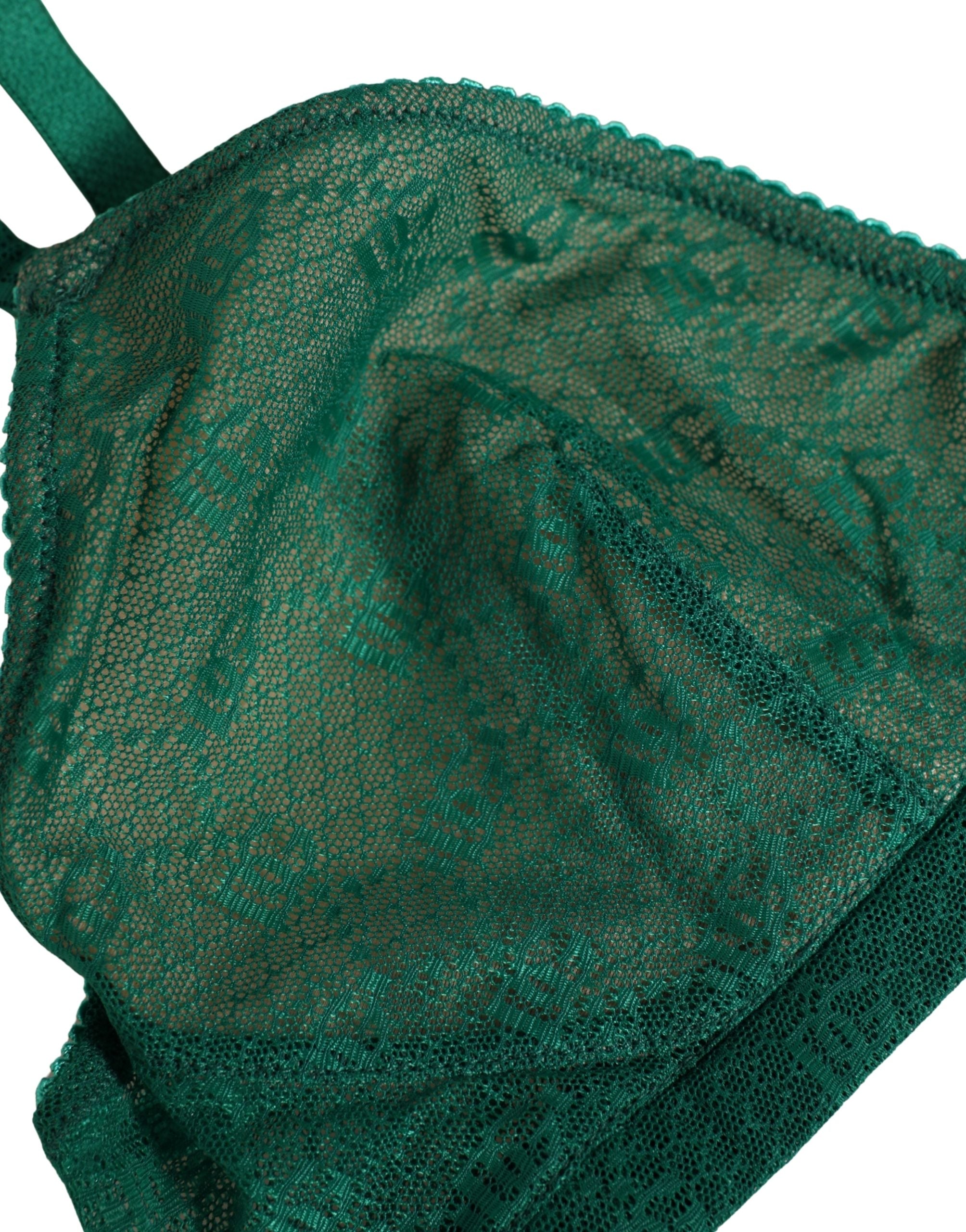 Green Nylon Stretch Soft Cup Brassiere Underwear - ventzia
