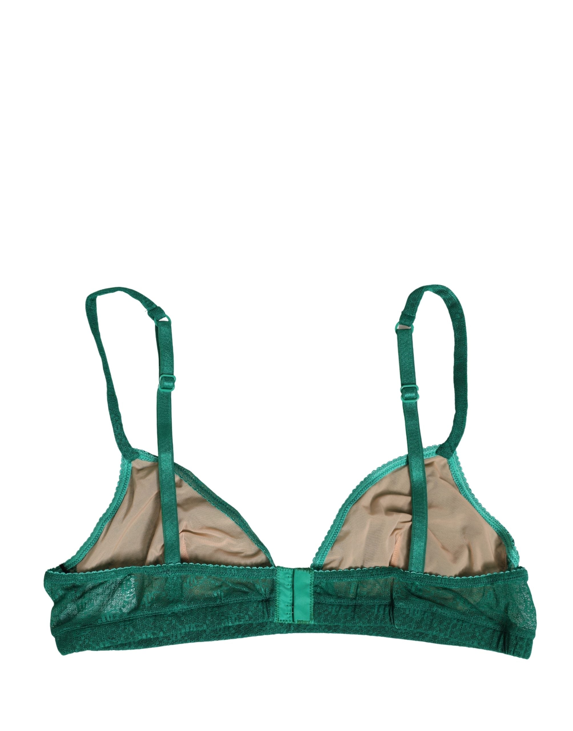 Green Nylon Stretch Soft Cup Brassiere Underwear - ventzia