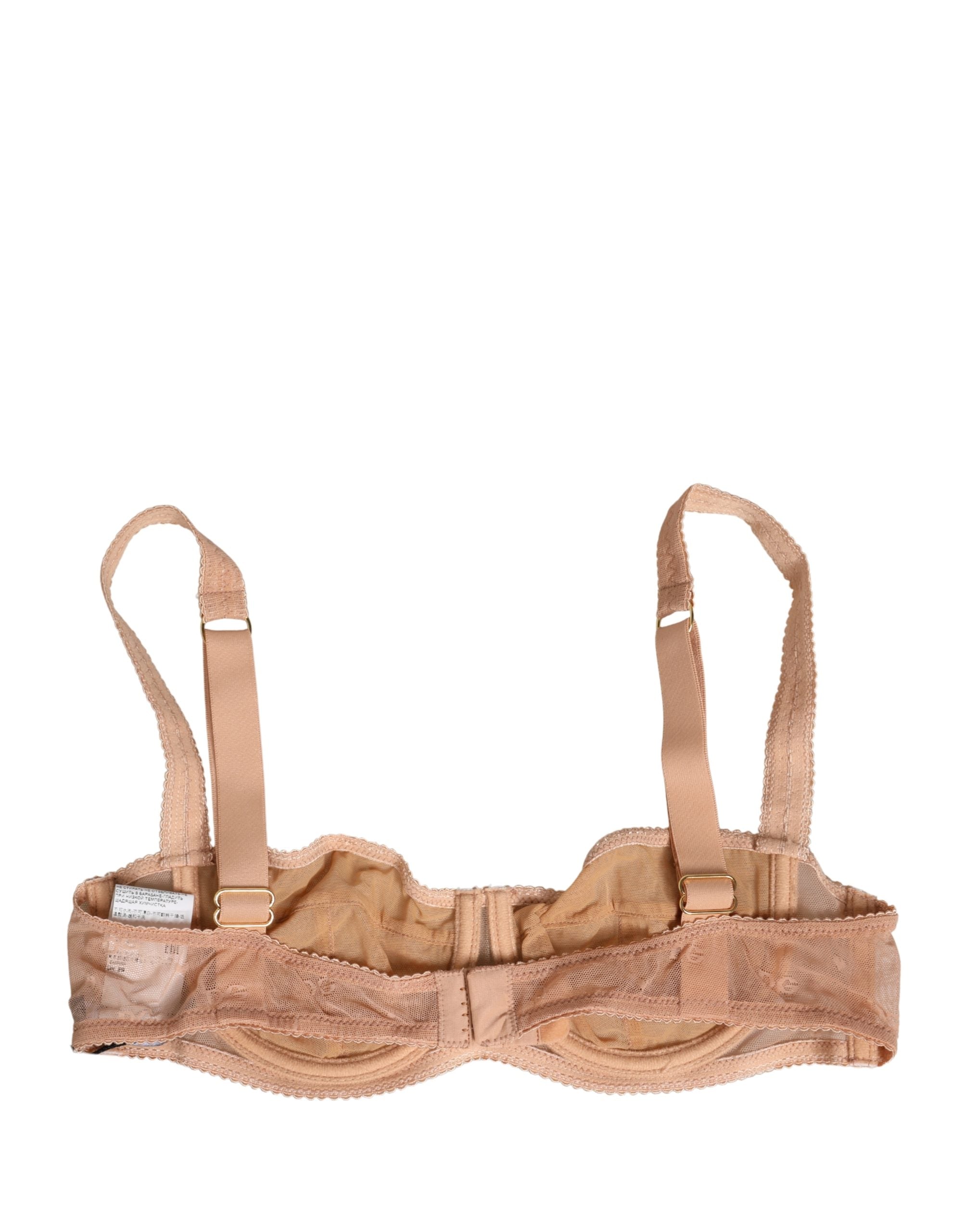 Beige Lace Mesh Underwire Balconnet Bra Underwear - ventzia