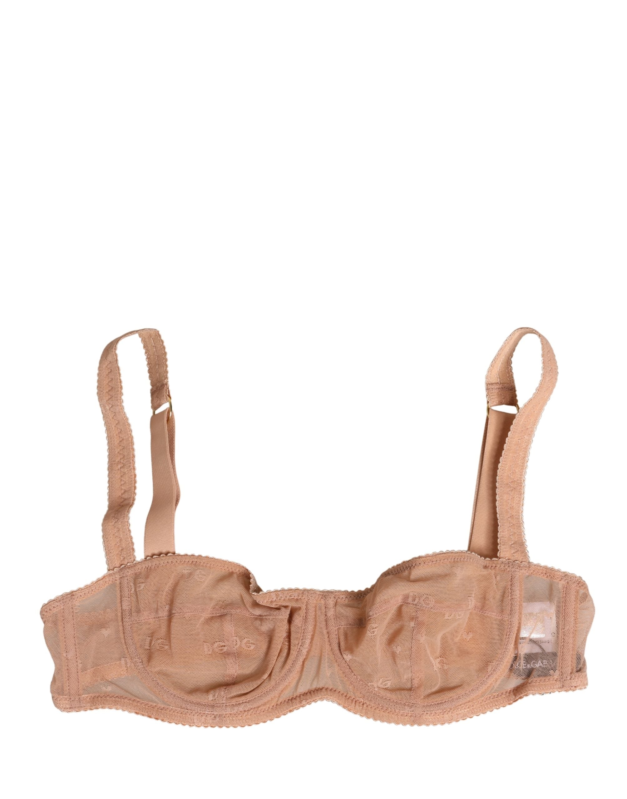 Beige Lace Mesh Underwire Balconnet Bra Underwear - ventzia
