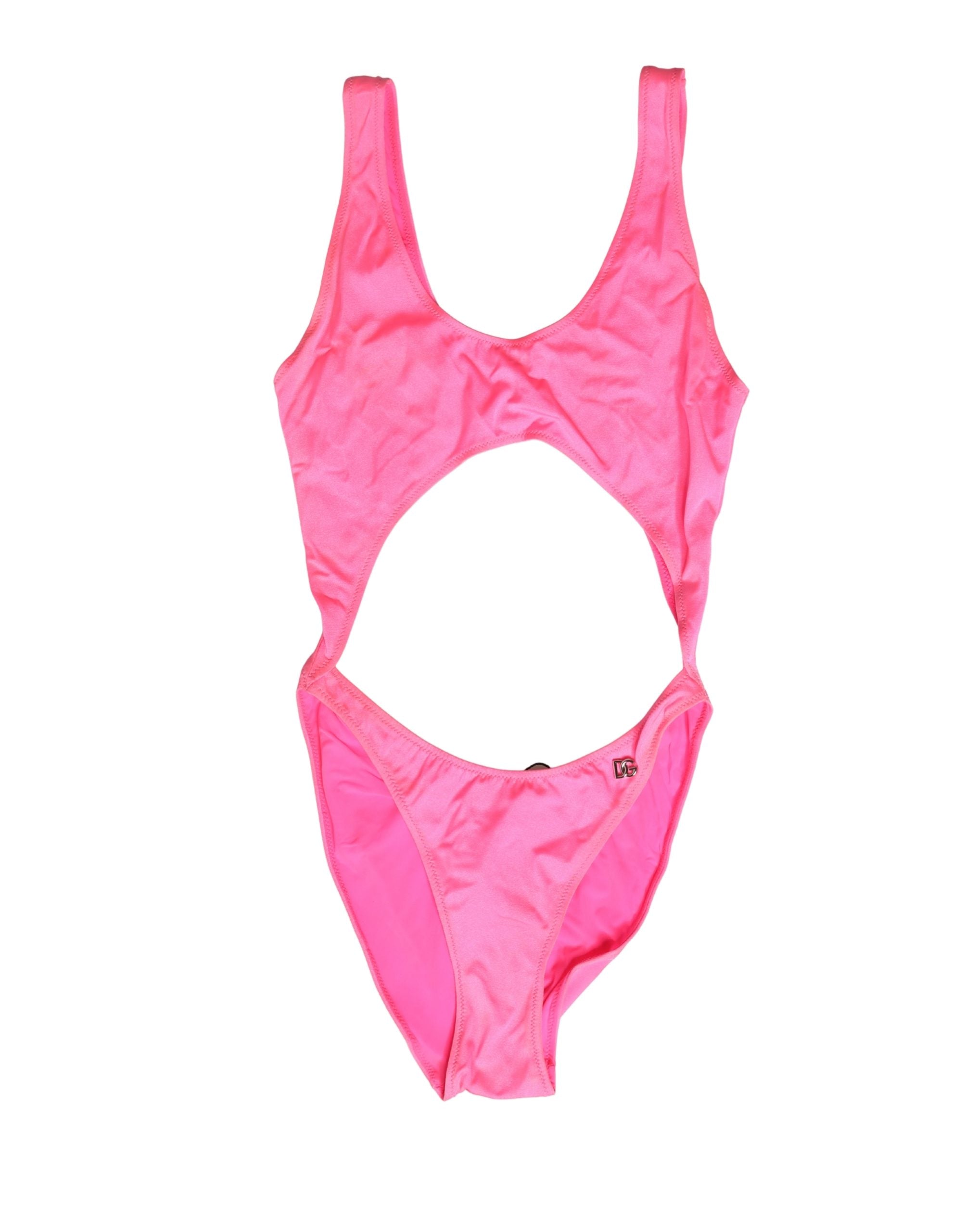 Pink Cut-Out High Leg One Piece Swimsuit Swimwear - ventzia