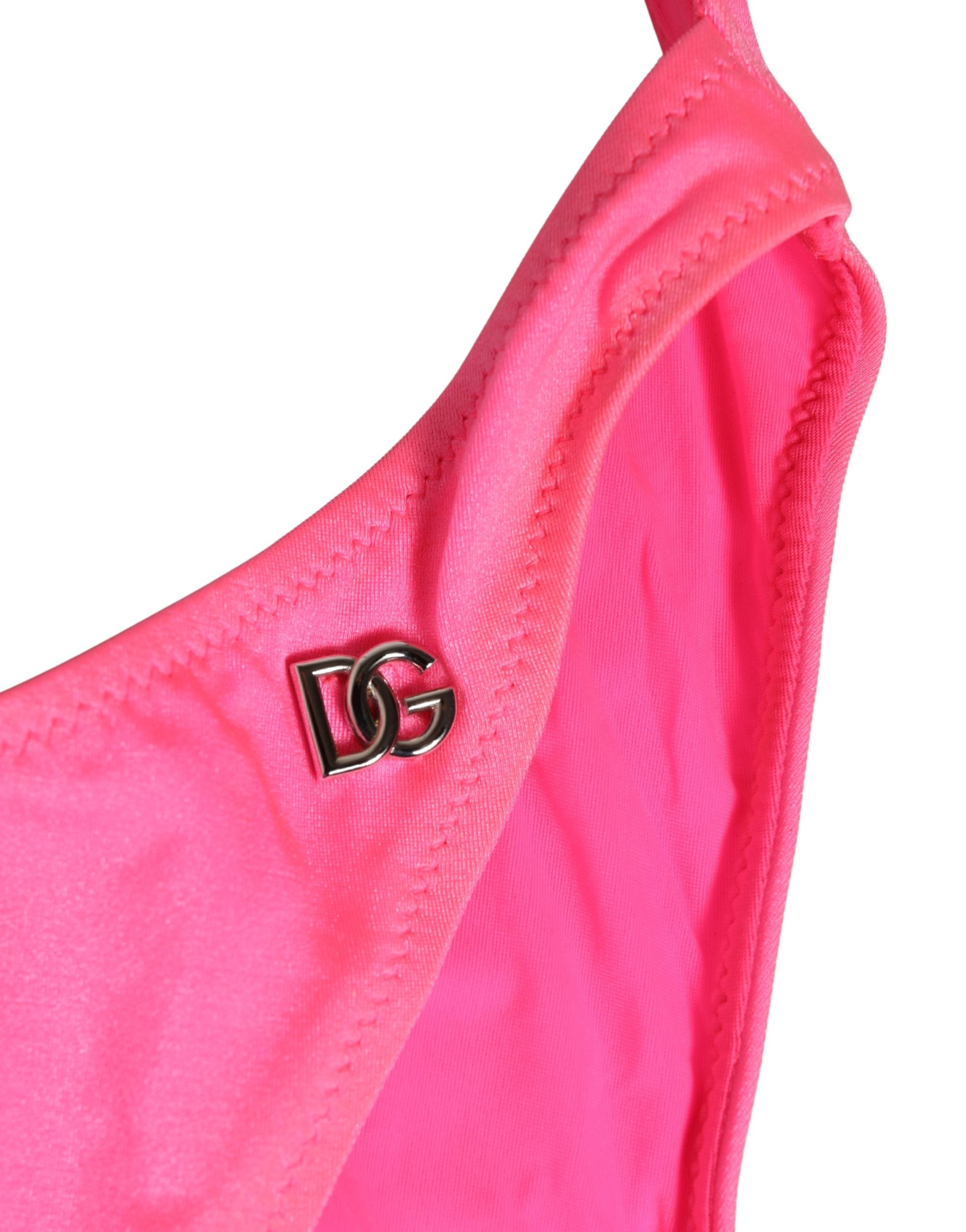 Pink Cut-Out High Leg One Piece Swimsuit Swimwear - ventzia