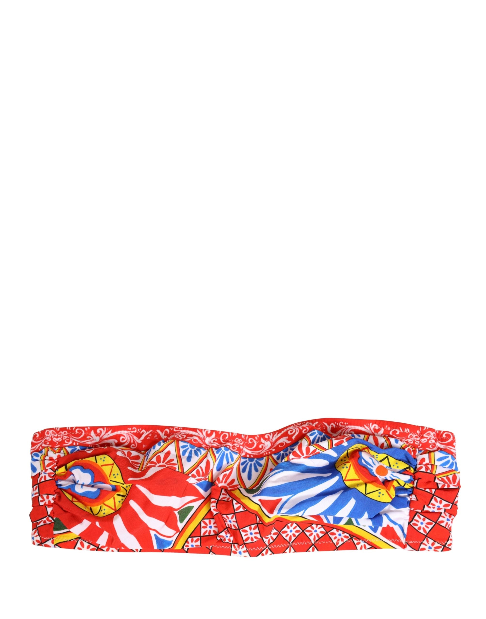 Multicolor Carretto Bandeau Swimsuit Top Swimwear - ventzia