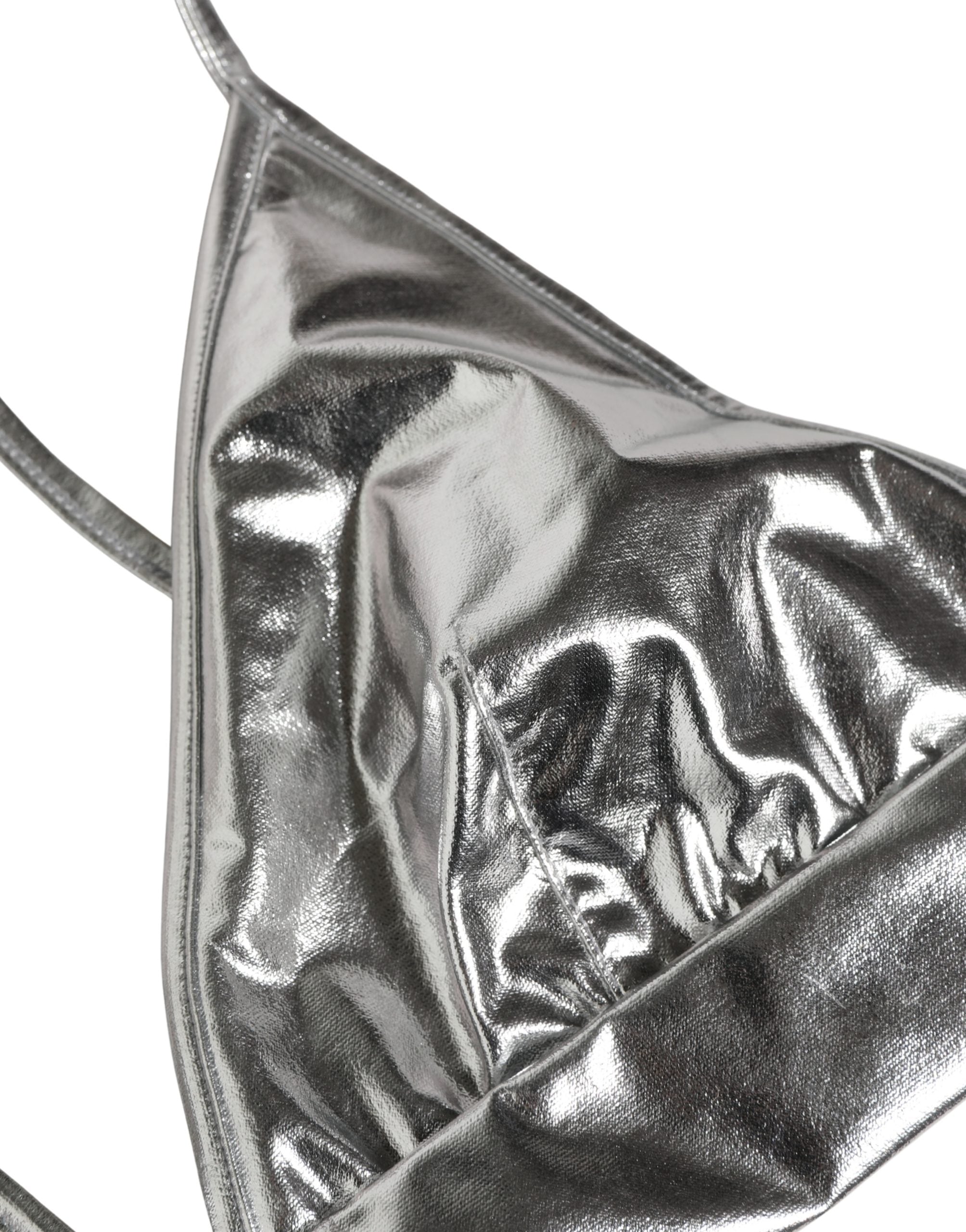 Metallic Silver Sleeveless Bustier Cropped Top - ventzia