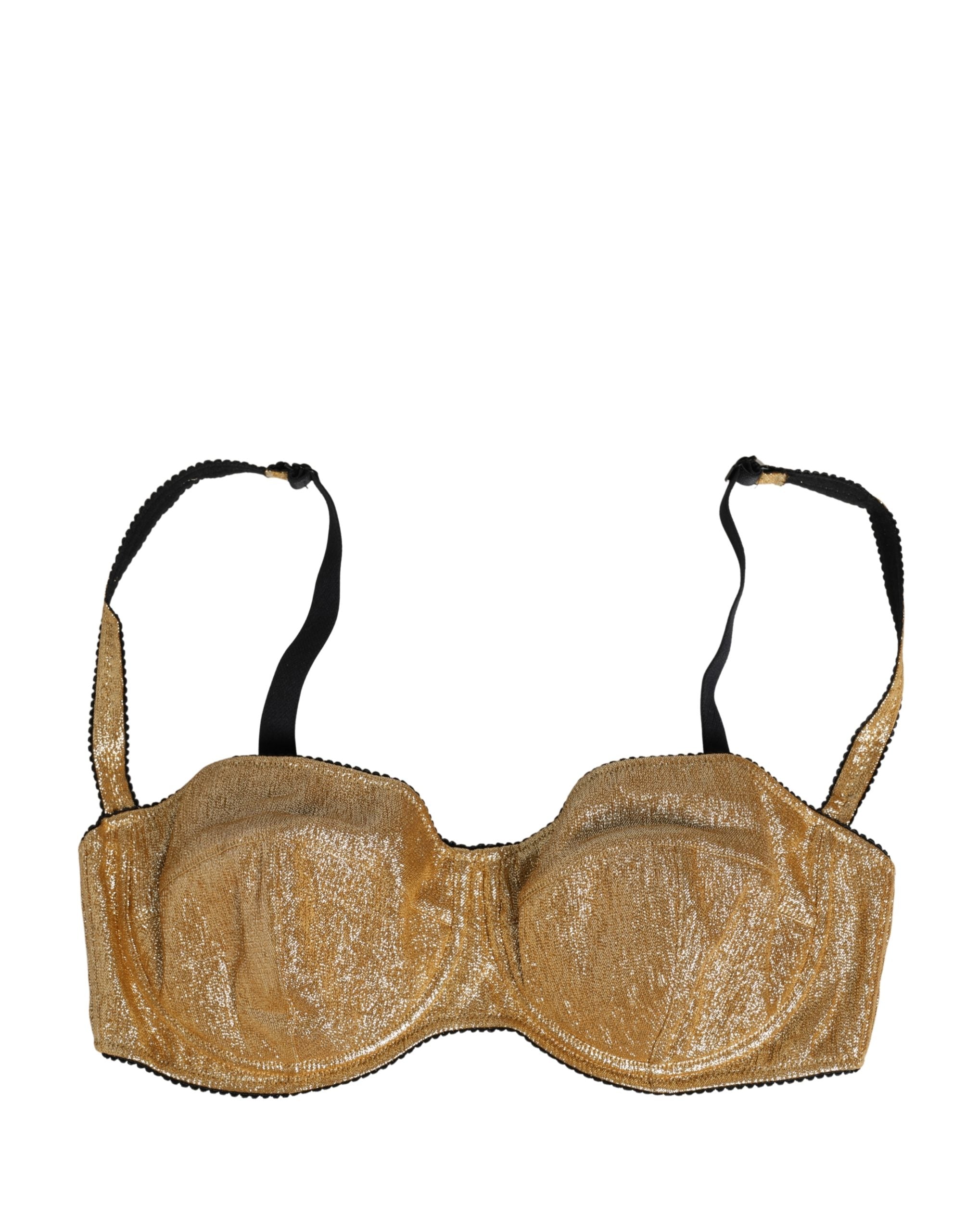 Gold Semi-Pad Underwire Balconette Bra Underwear - ventzia